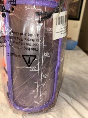 Purple Water Bottle with Measurement Marks -
